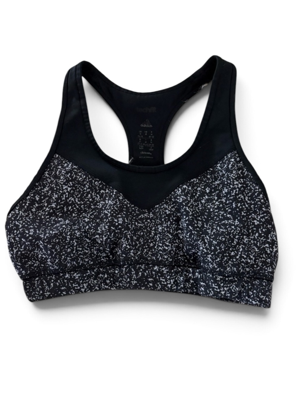 adidas Black and White Speckled Sports Bra